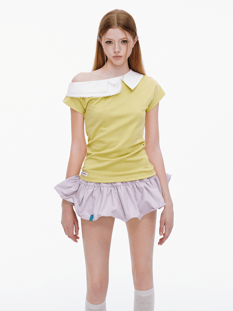 Low - Rise Ruffle Hem Mini Skort - COPPING THREADS - Jikoo