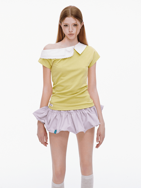 Low - Rise Ruffle Hem Mini Skort - COPPING THREADS - Jikoo