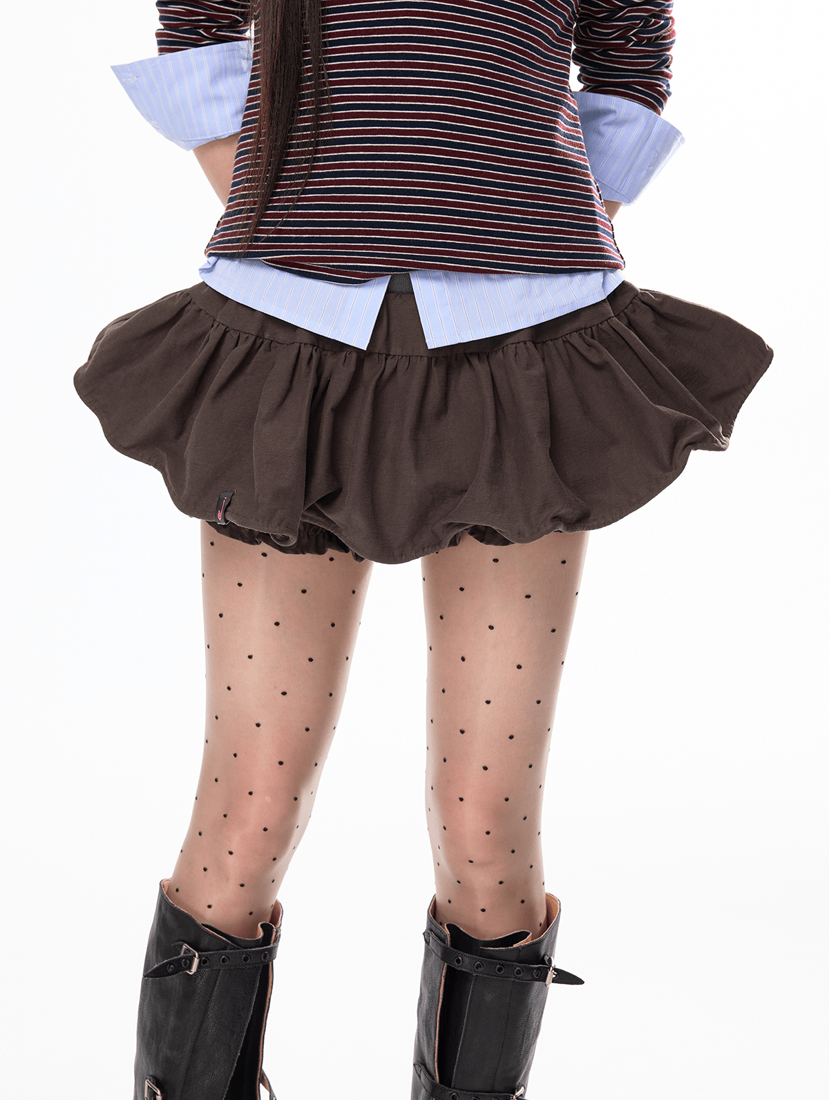 Low - Rise Ruffle Hem Mini Skort - COPPING THREADS - Jikoo