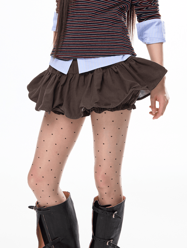 Low - Rise Ruffle Hem Mini Skort - COPPING THREADS - Jikoo