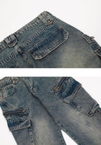 Low - Rise Side Pocket Flared Cargo Denim - COPPING THREADS - CHICISLAND