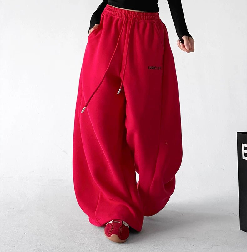 Lucky Girl Print Wide-Leg Sweatpants - COPPING THREADS - CT ORIGINALS