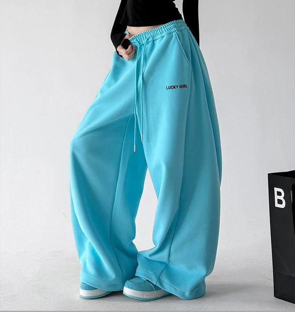 Lucky Girl Print Wide-Leg Sweatpants - COPPING THREADS - CT ORIGINALS