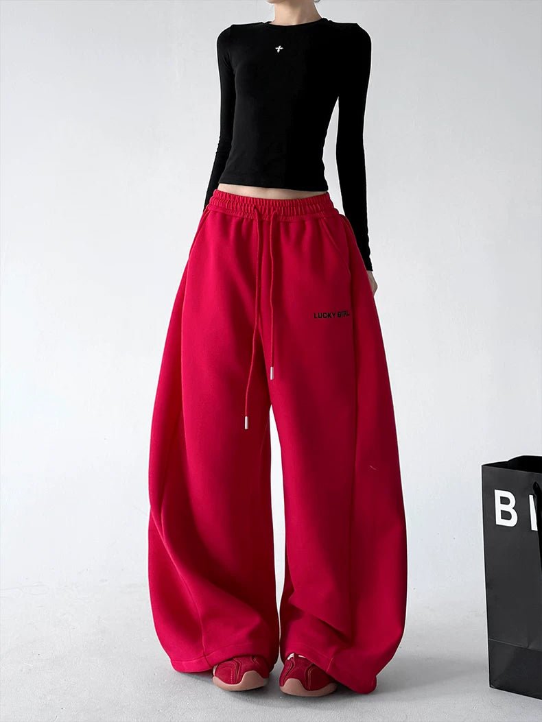 Lucky Girl Print Wide-Leg Sweatpants - COPPING THREADS - CT ORIGINALS