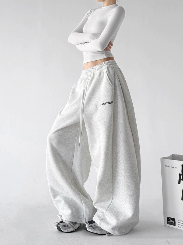 Lucky Girl Print Wide-Leg Sweatpants - COPPING THREADS - CT ORIGINALS