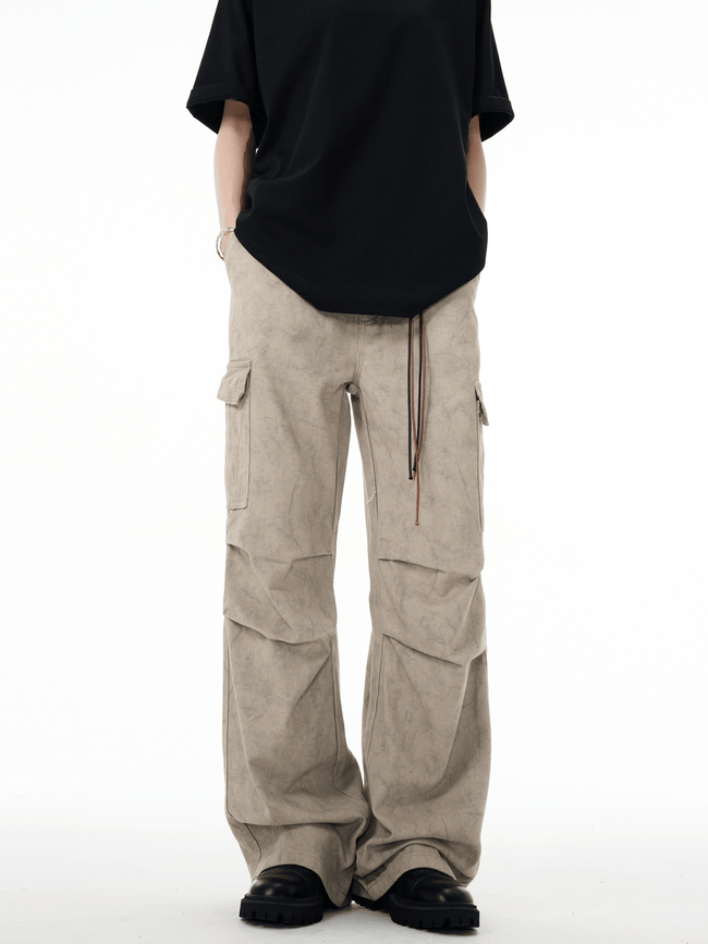 Marble Washed Pleated Paratrooper Cargo Pants Main Image