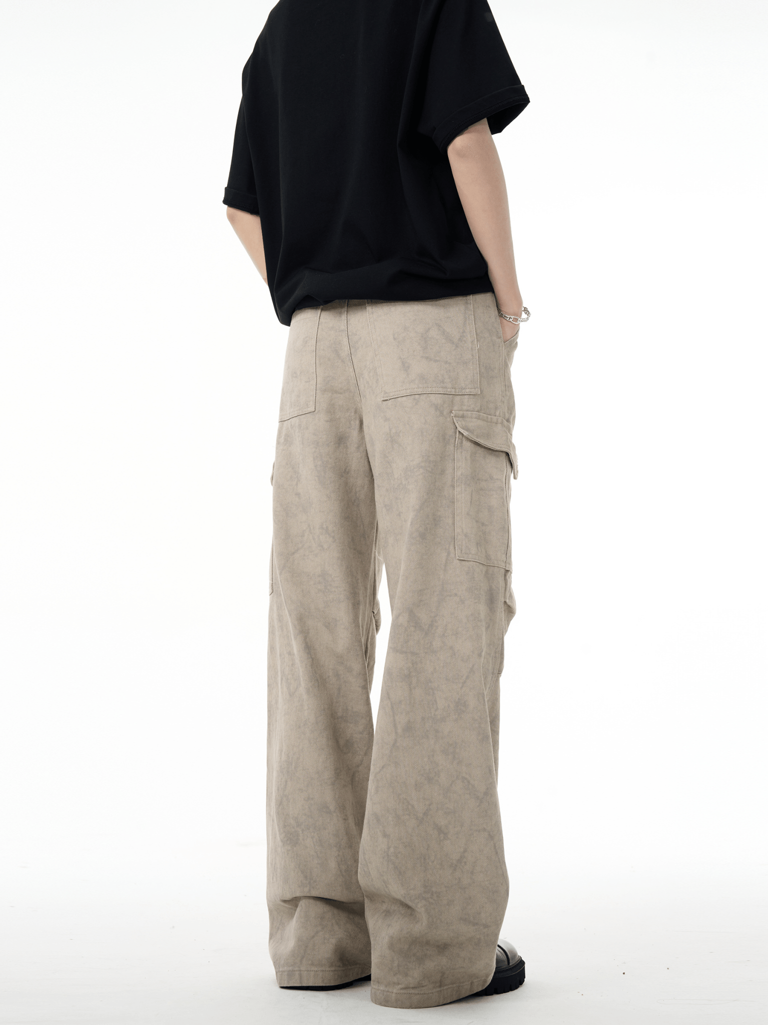 Marble Washed Pleated Paratrooper Cargo Pants - COPPING THREADS - CT Basics
