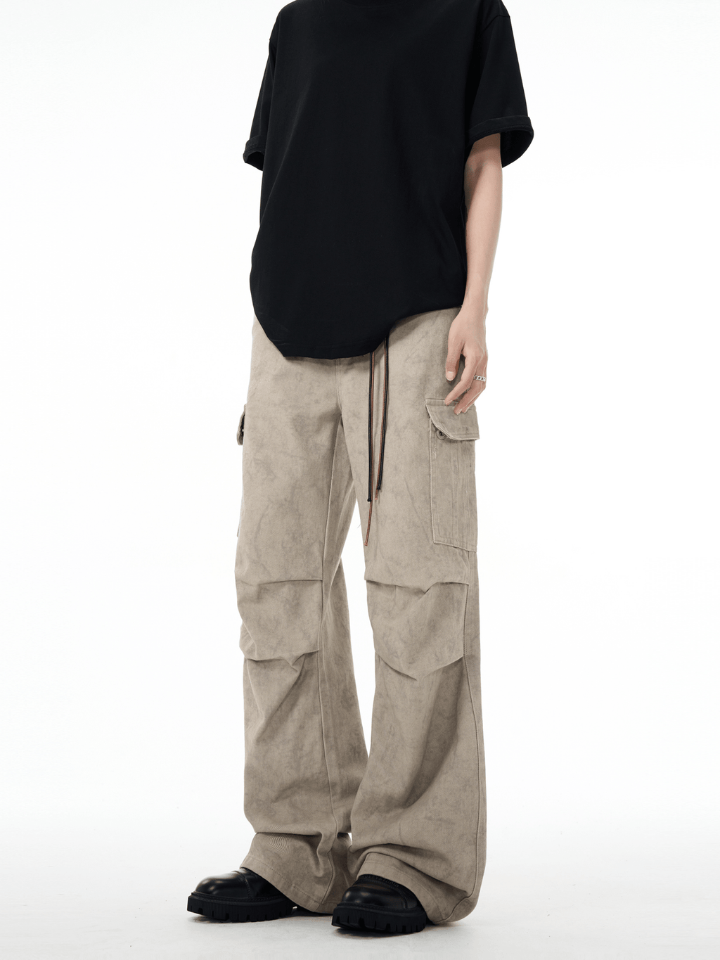 Marble Washed Pleated Paratrooper Cargo Pants - COPPING THREADS - CT Basics