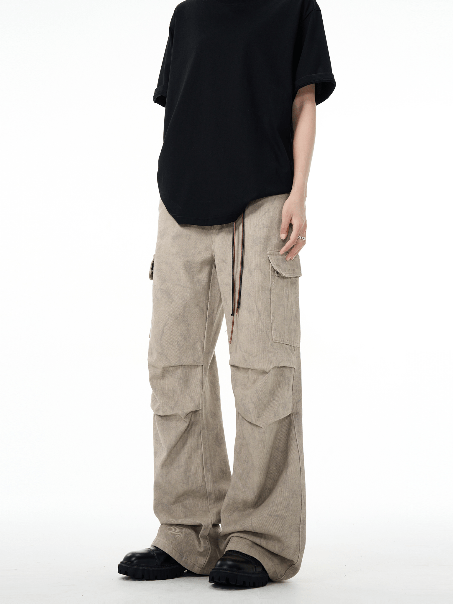 Marble Washed Pleated Paratrooper Cargo Pants - COPPING THREADS - CT Basics