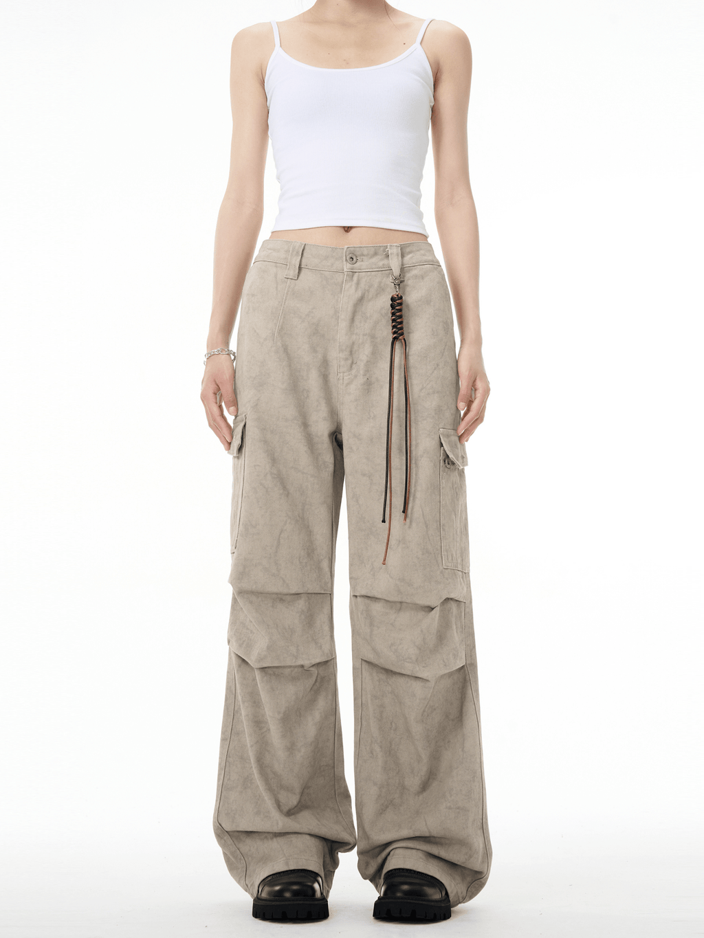 Marble Washed Pleated Paratrooper Cargo Pants - COPPING THREADS - CT Basics