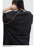 Mesh Breathable Letter Print Blockette Style Jersey Tee - COPPING THREADS - CHICISLAND