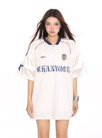 Mesh Breathable Letter Print Blockette Style Jersey Tee - COPPING THREADS - CHICISLAND