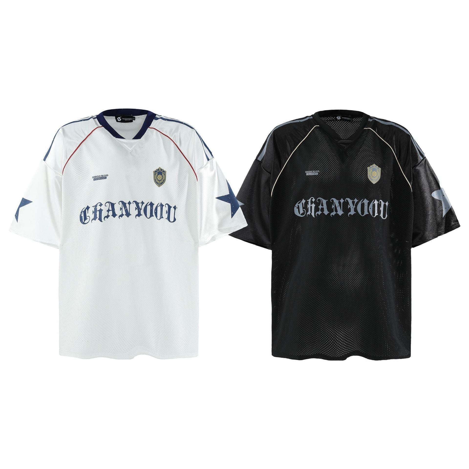 Mesh Breathable Letter Print Blockette Style Jersey Tee - COPPING THREADS - CHICISLAND