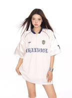 Mesh Breathable Letter Print Blockette Style Jersey Tee - COPPING THREADS - CHICISLAND