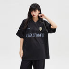 Mesh Breathable Letter Print Blockette Style Jersey Tee - COPPING THREADS - CHICISLAND