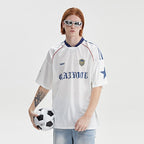 Mesh Breathable Letter Print Blockette Style Jersey Tee - COPPING THREADS - CHICISLAND