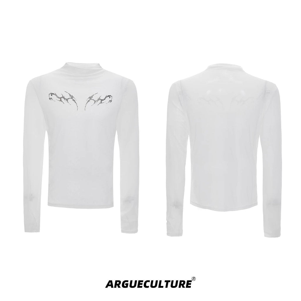 Mesh Metal-Graphic Fitted Long-Sleeve Top - COPPING THREADS - Argue Culture