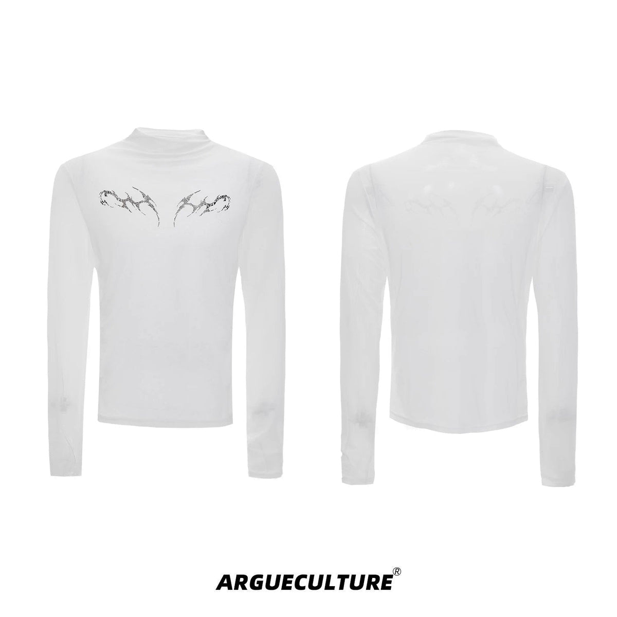 Mesh Metal-Graphic Fitted Long-Sleeve Top - COPPING THREADS - Argue Culture