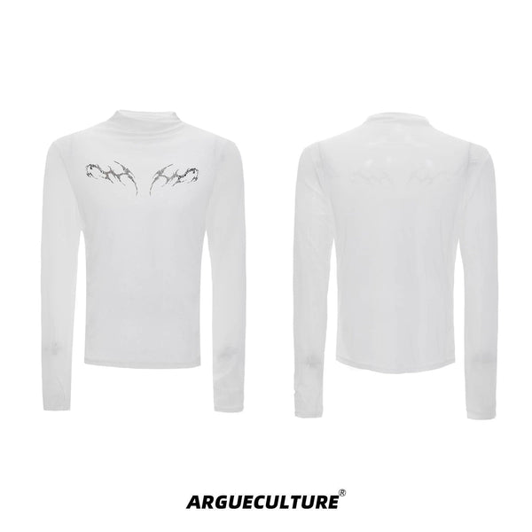 Mesh Metal-Graphic Fitted Long-Sleeve Top - COPPING THREADS - Argue Culture