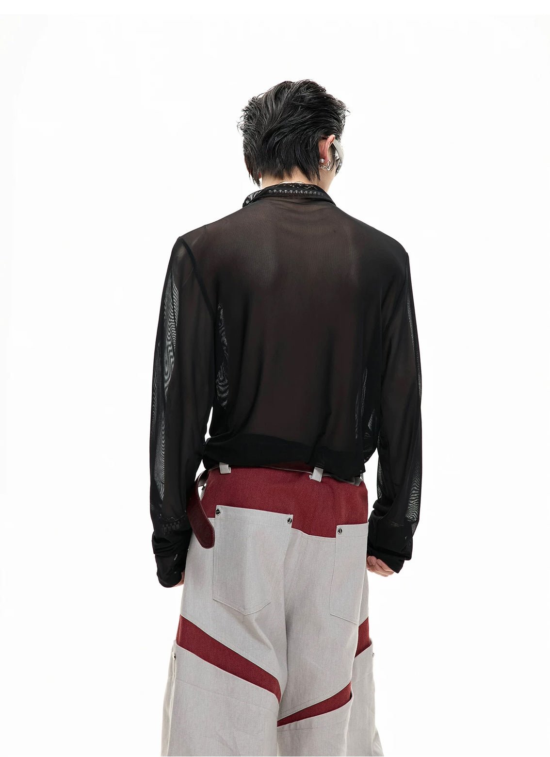 Mesh Metal-Graphic Fitted Long-Sleeve Top - COPPING THREADS - Argue Culture