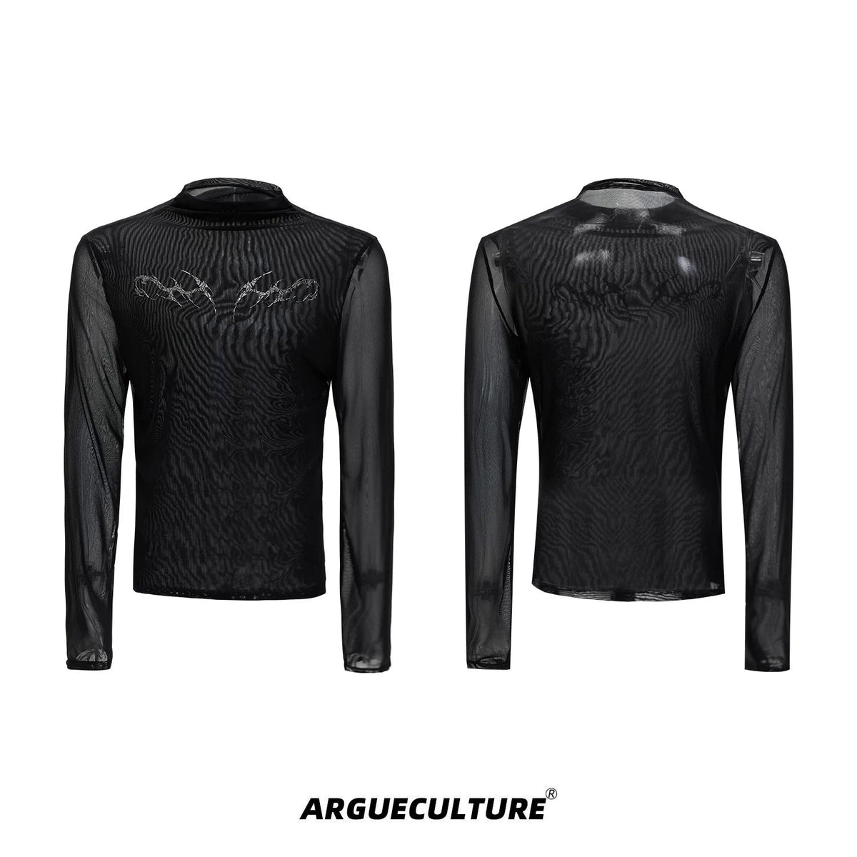 Mesh Metal-Graphic Fitted Long-Sleeve Top - COPPING THREADS - Argue Culture