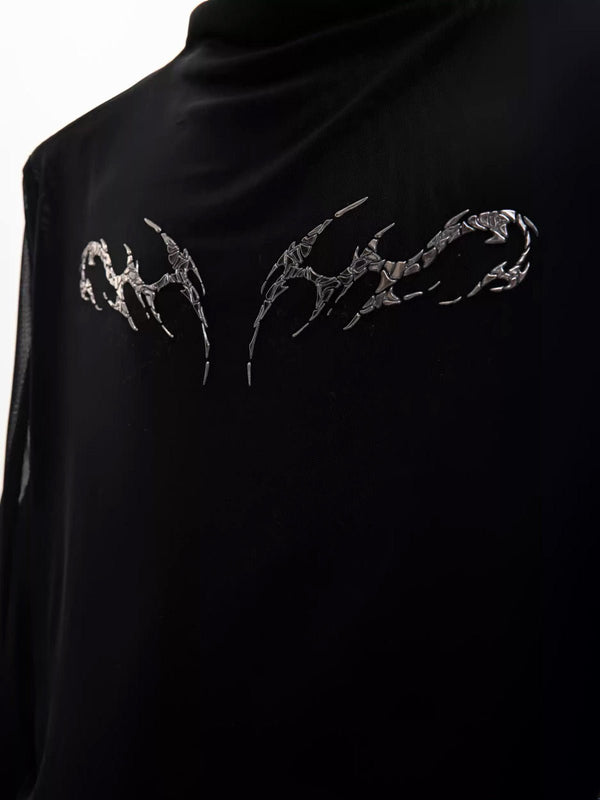 Mesh Metal-Graphic Fitted Long-Sleeve Top - COPPING THREADS - Argue Culture