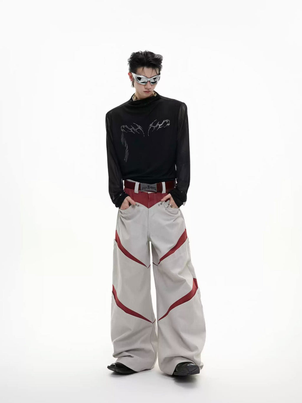 Mesh Metal-Graphic Fitted Long-Sleeve Top - COPPING THREADS - Argue Culture