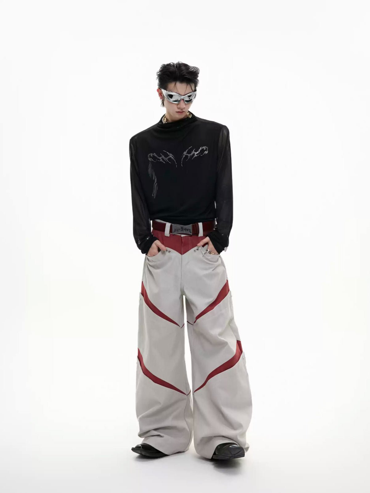 Mesh Metal-Graphic Fitted Long-Sleeve Top - COPPING THREADS - Argue Culture
