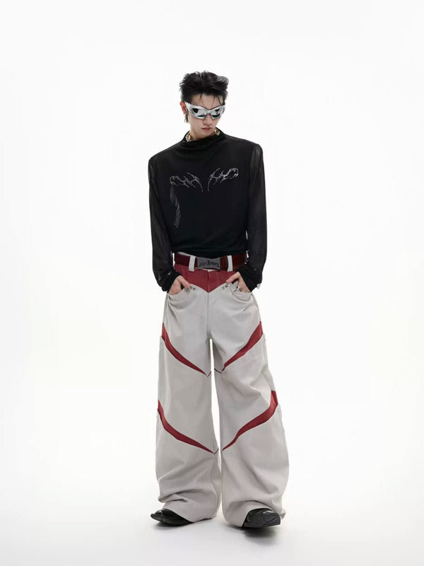 Mesh Metal-Graphic Fitted Long-Sleeve Top - COPPING THREADS - Argue Culture