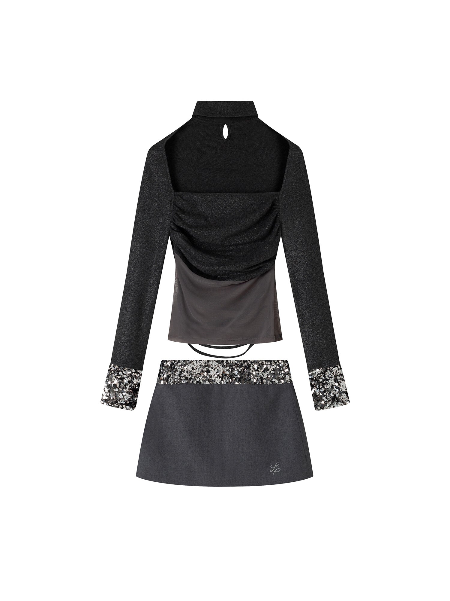 Mesh Sequin Patchwork Knit Skirt Set - COPPING THREADS - CT Select