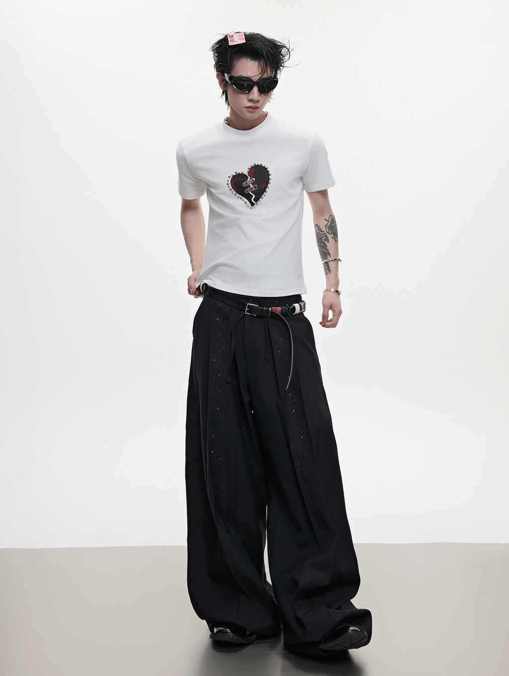 Metal Bead Heartbreak Embellished Fitted Tee - COPPING THREADS - ArguE CulturE