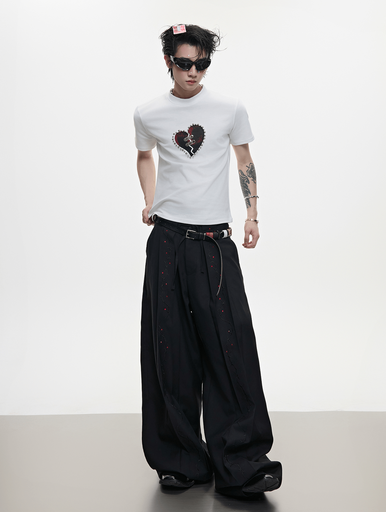 Metal Bead Heartbreak Embellished Fitted Tee - COPPING THREADS - ArguE CulturE