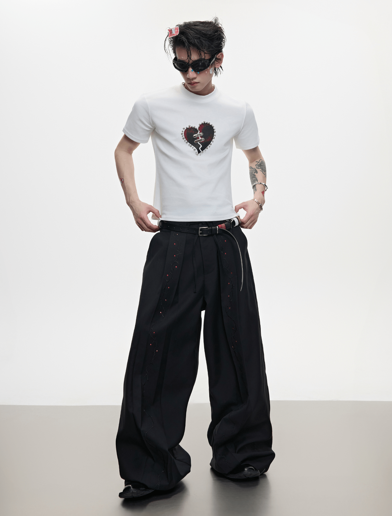 Metal Bead Heartbreak Embellished Fitted Tee - COPPING THREADS - ArguE CulturE