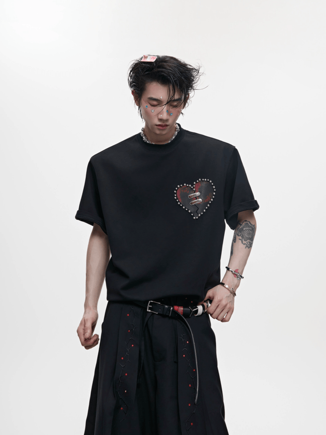 Metal Bead Heartbreak Embellished Fitted Tee - COPPING THREADS - ArguE CulturE Hover Image