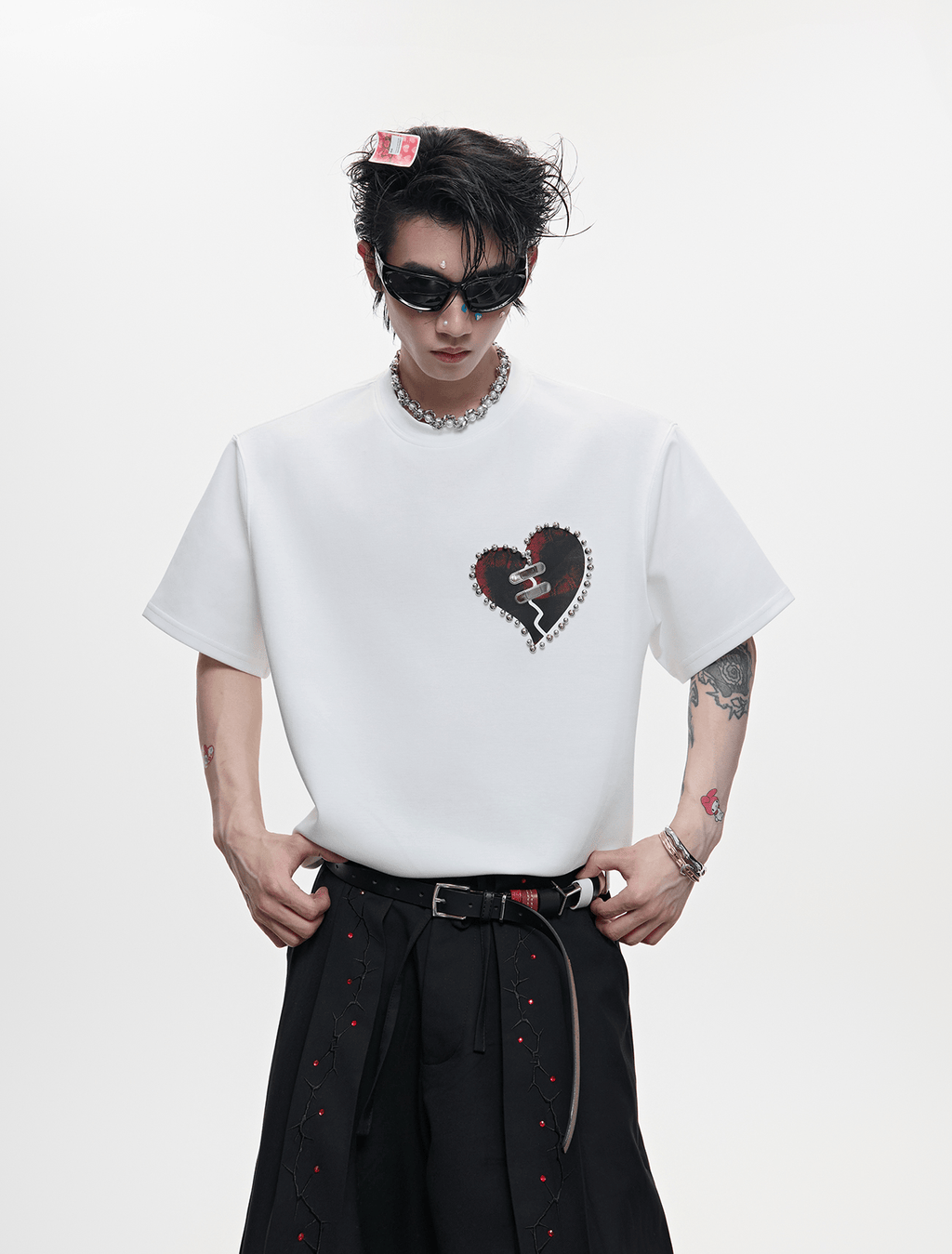 Metal Bead Heartbreak Embellished Fitted Tee - COPPING THREADS - ArguE CulturE