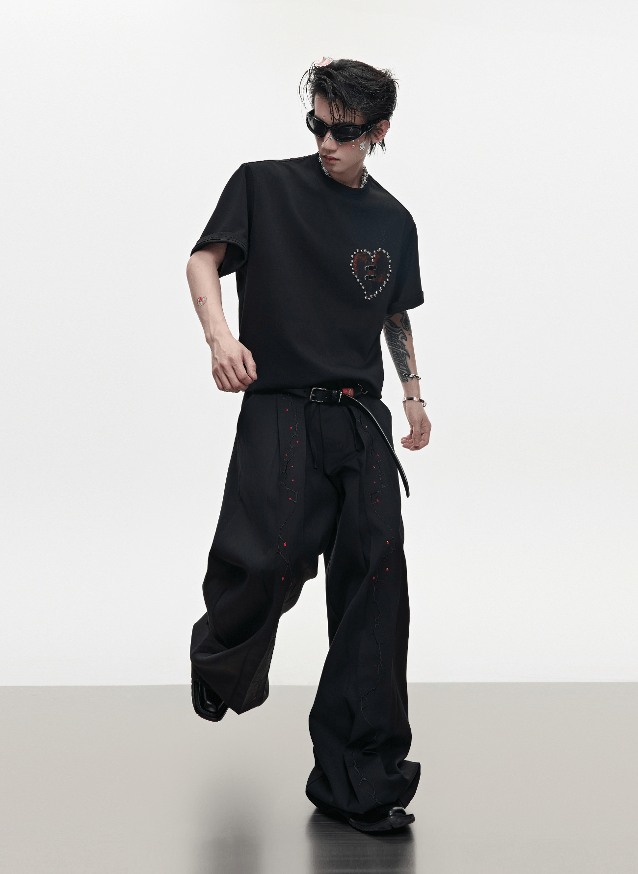 Metal Bead Heartbreak Embellished Fitted Tee - COPPING THREADS - ArguE CulturE