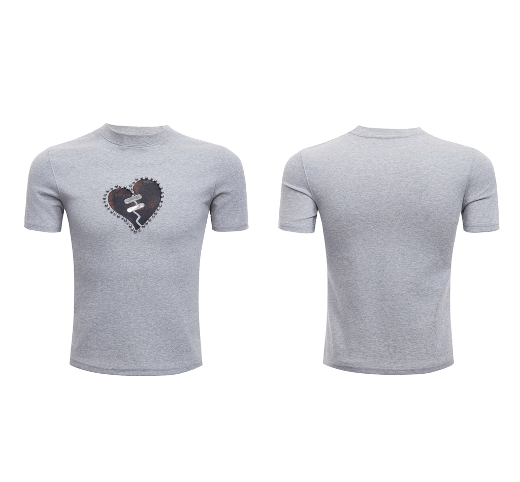 Metal Bead Heartbreak Embellished Fitted Tee - COPPING THREADS - ArguE CulturE