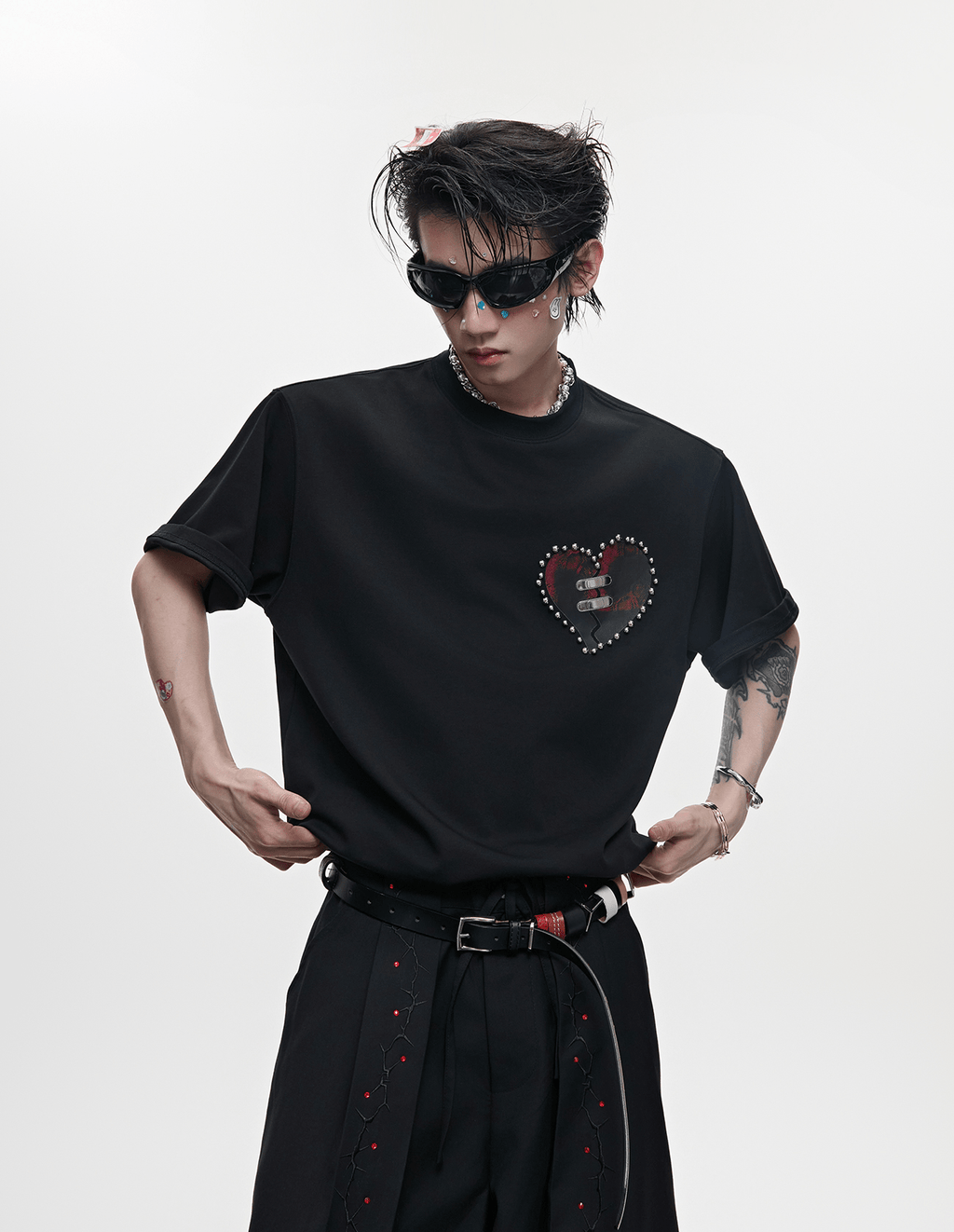 Metal Bead Heartbreak Embellished Fitted Tee - COPPING THREADS - ArguE CulturE