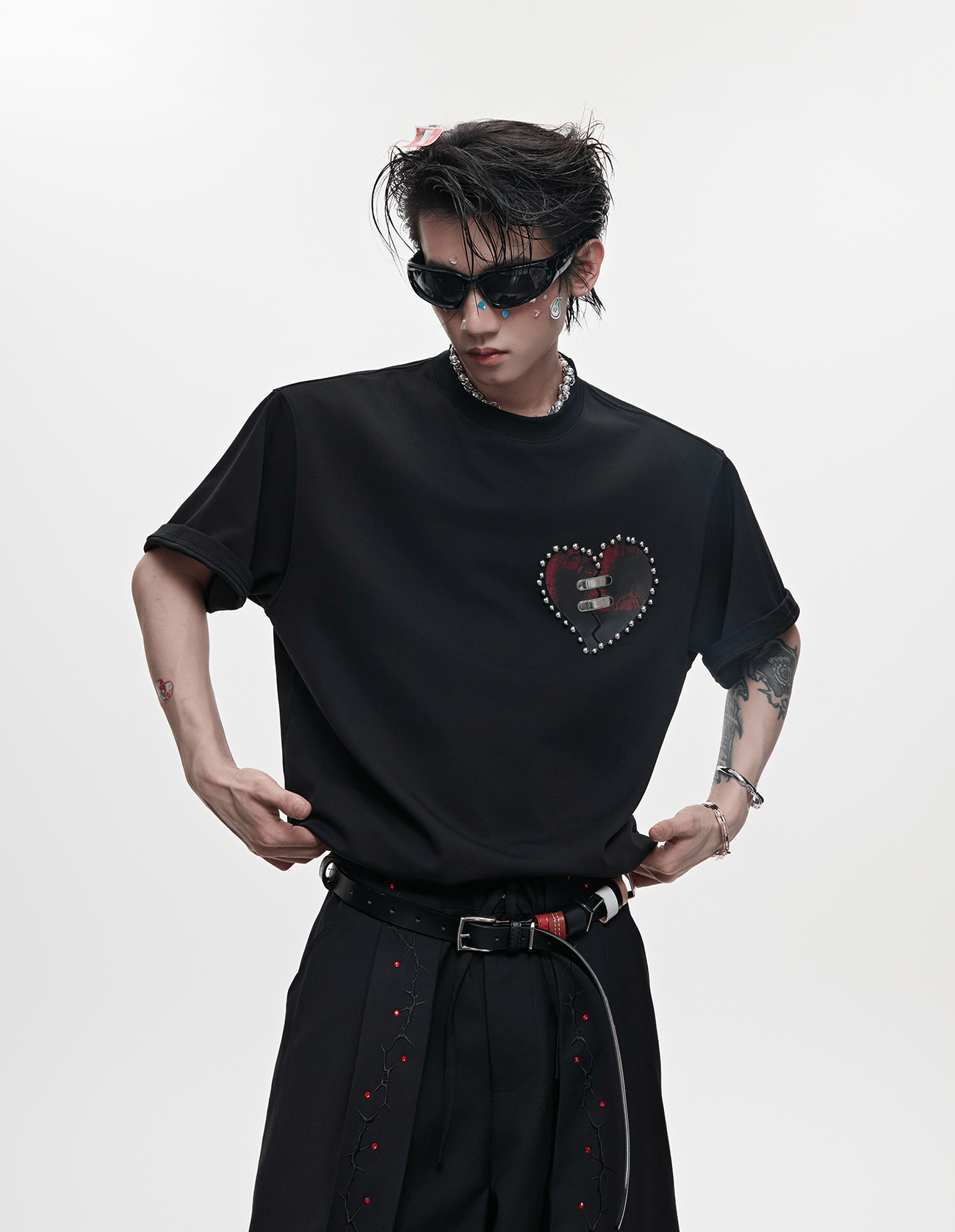 Metal Bead Heartbreak Embellished Fitted Tee - COPPING THREADS - ArguE CulturE