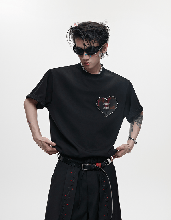 Metal Bead Heartbreak Embellished Fitted Tee - COPPING THREADS - ArguE CulturE