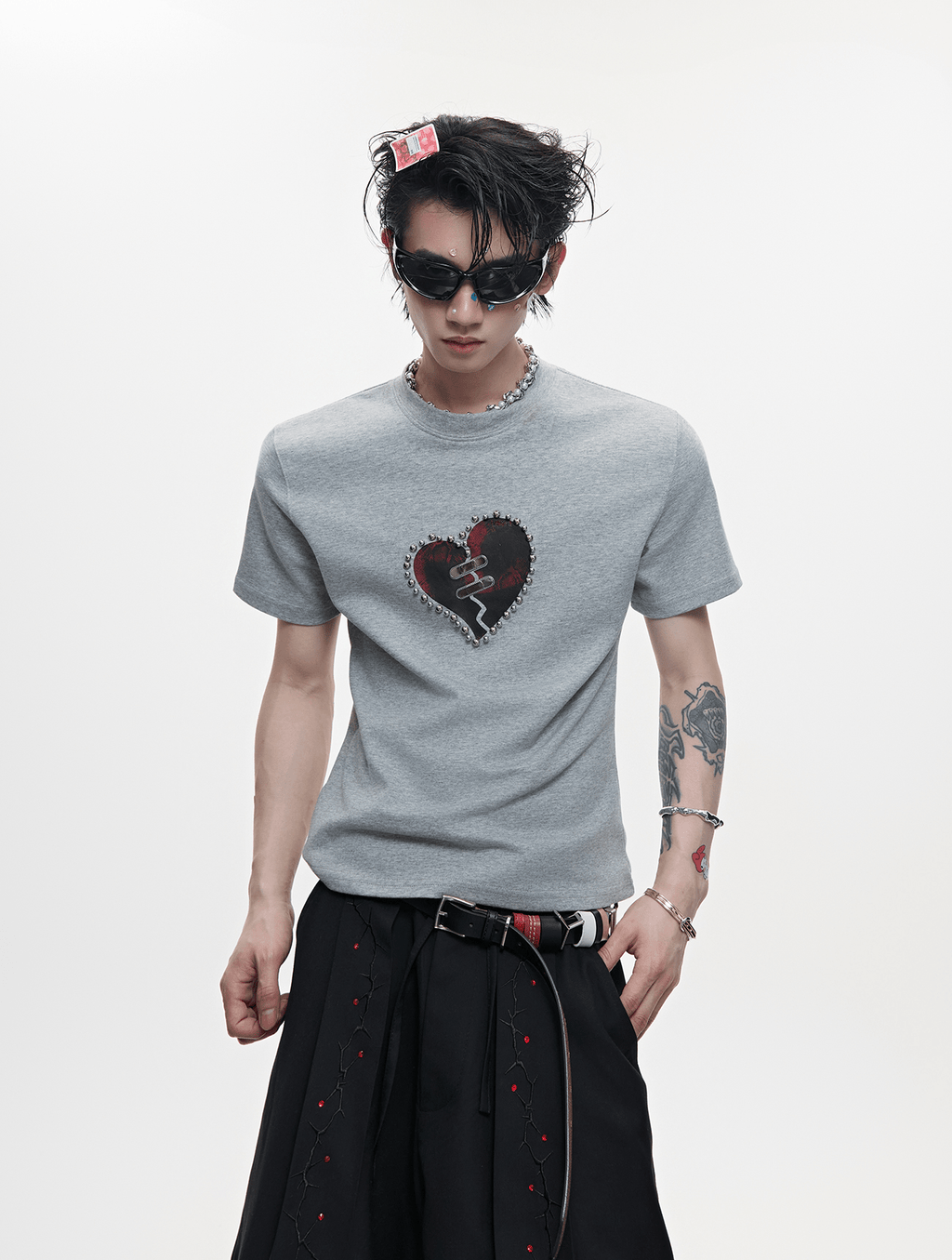 Metal Bead Heartbreak Embellished Fitted Tee - COPPING THREADS - ArguE CulturE
