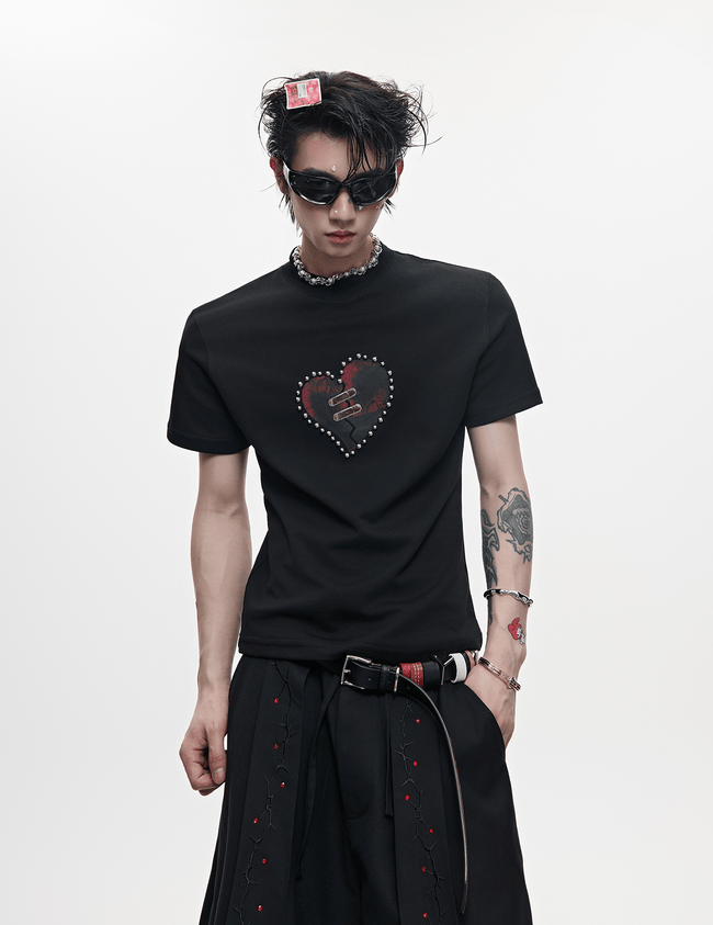 Metal Bead Heartbreak Embellished Fitted Tee Main Image