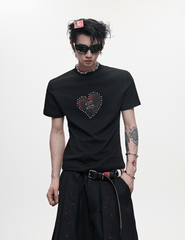 Metal Bead Heartbreak Embellished Fitted Tee - COPPING THREADS - ArguE CulturE