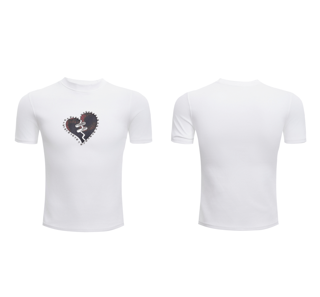 Metal Bead Heartbreak Embellished Fitted Tee - COPPING THREADS - ArguE CulturE