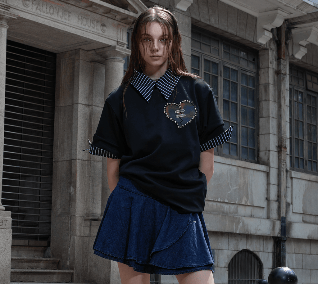 Metal Bead Heartbreak Embellished Fitted Tee - COPPING THREADS - ArguE CulturE