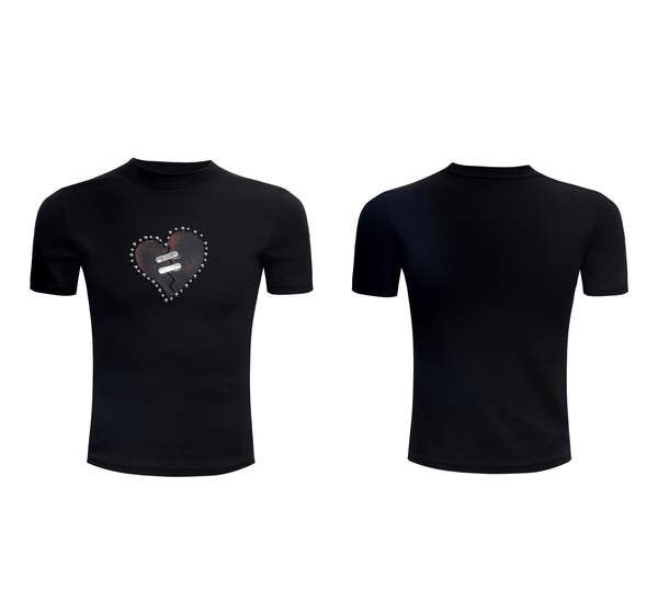 Metal Bead Heartbreak Embellished Fitted Tee - COPPING THREADS - ArguE CulturE
