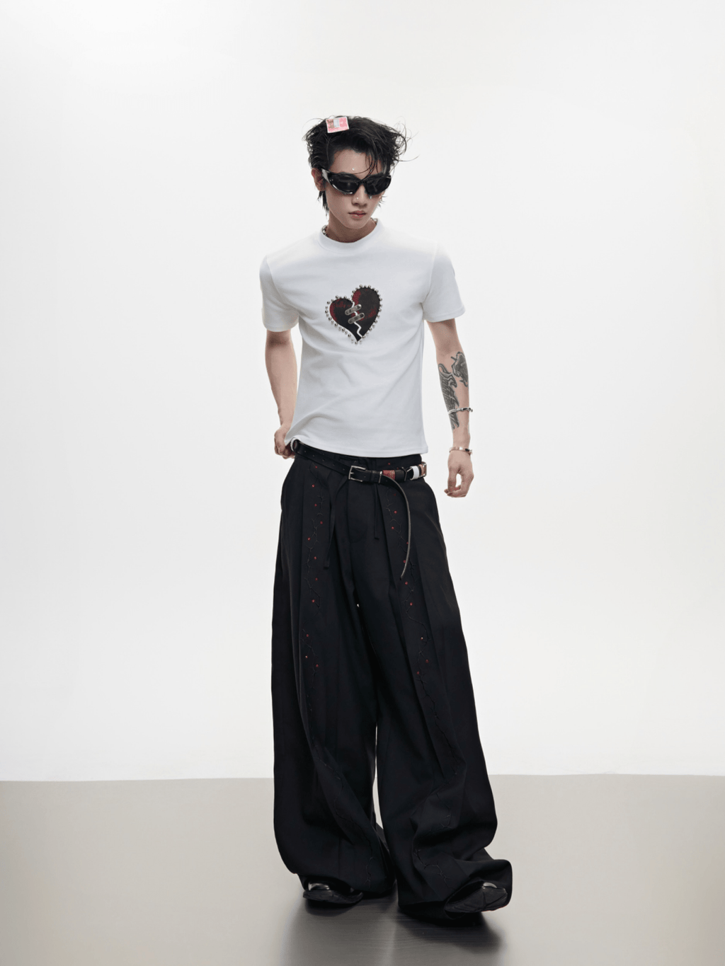 Metal Bead Heartbreak Embellished Fitted Tee - COPPING THREADS - ArguE CulturE