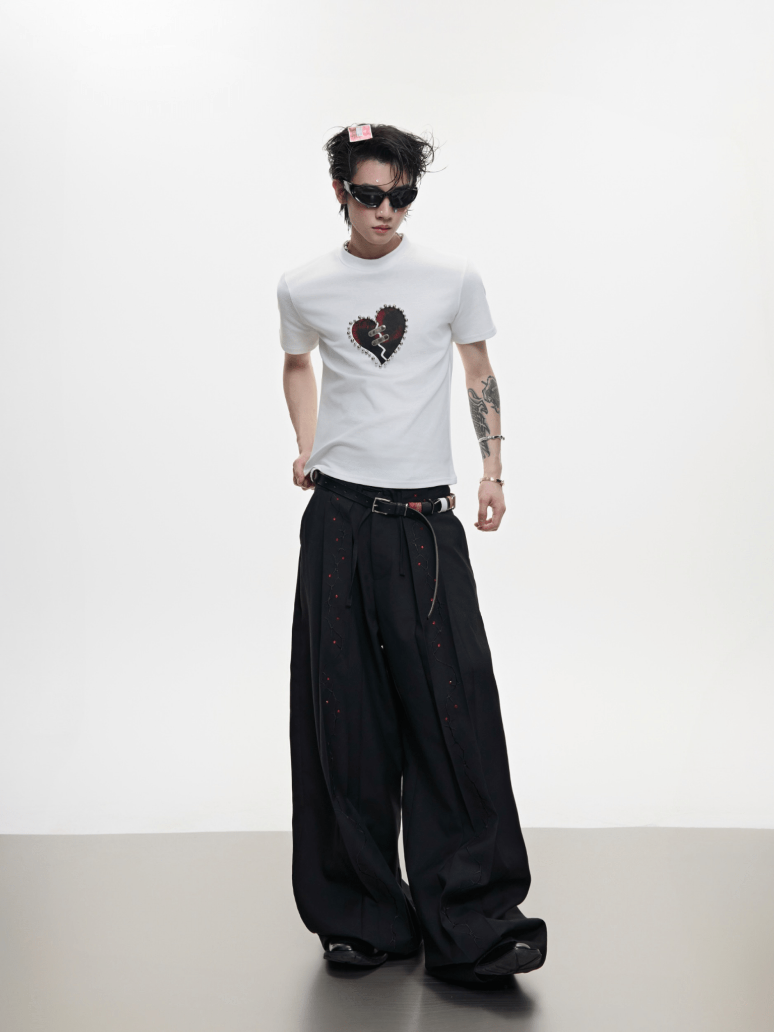 Metal Bead Heartbreak Embellished Fitted Tee - COPPING THREADS - ArguE CulturE