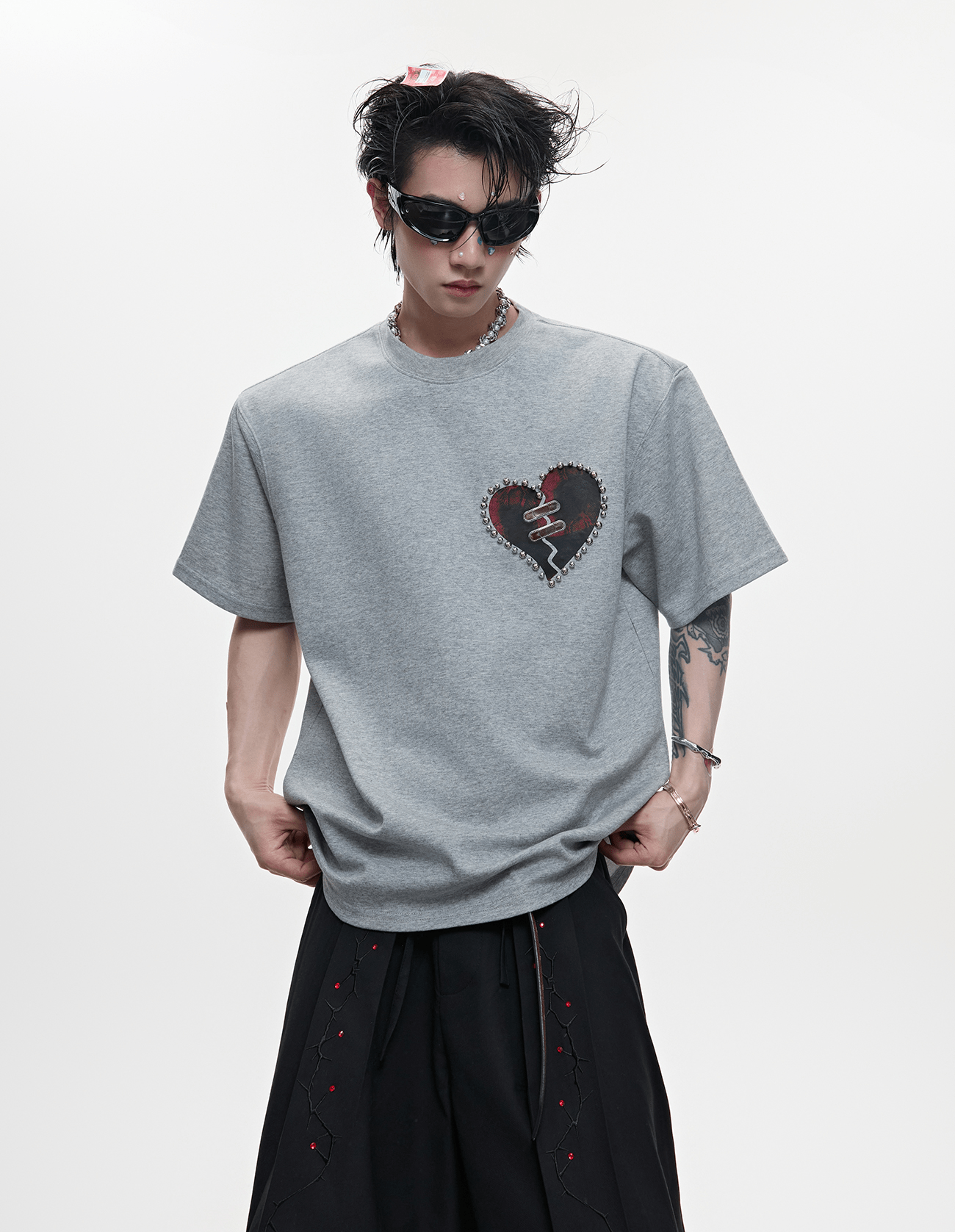 Metal Bead Heartbreak Embellished Fitted Tee - COPPING THREADS - ArguE CulturE