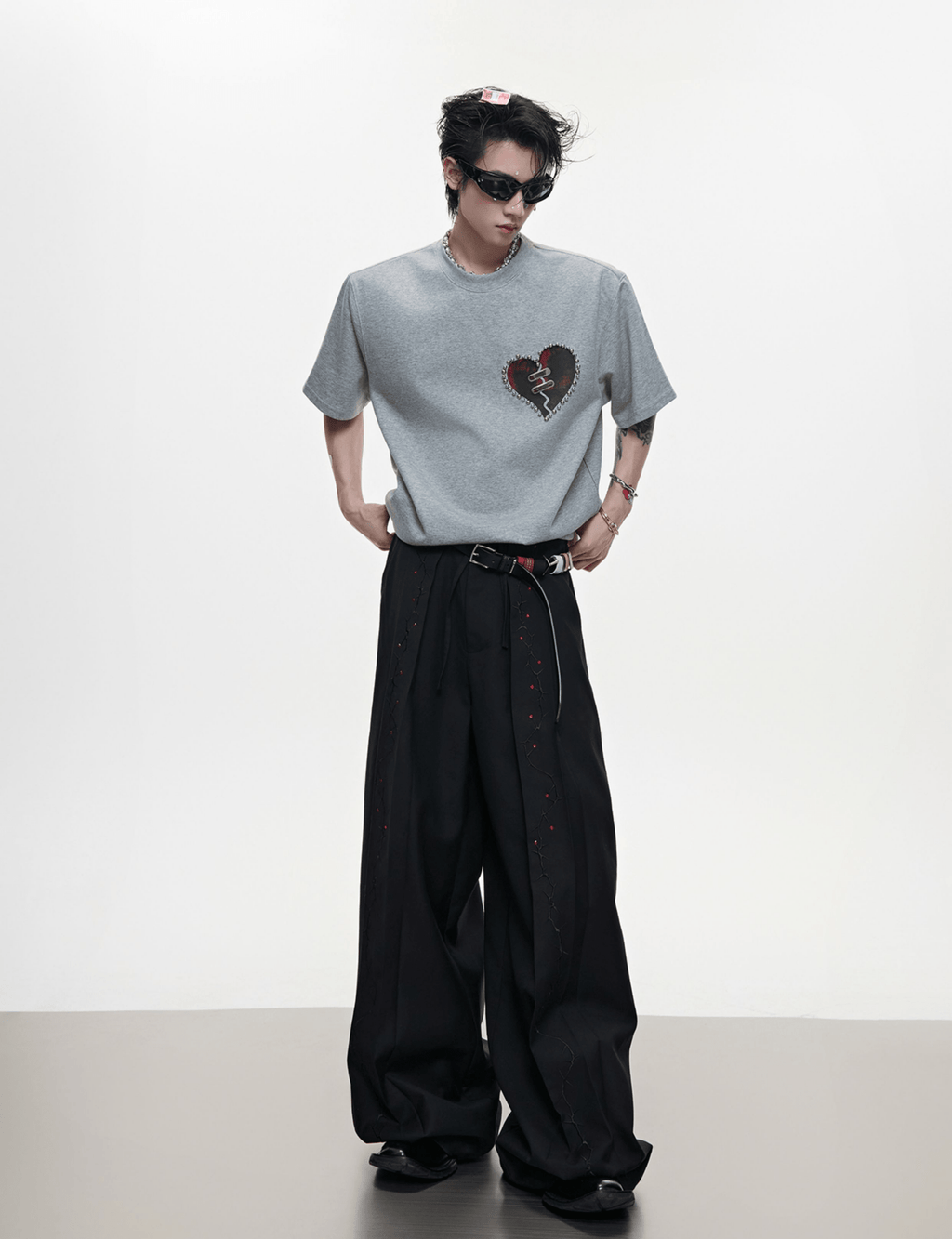 Metal Bead Heartbreak Embellished Fitted Tee - COPPING THREADS - ArguE CulturE